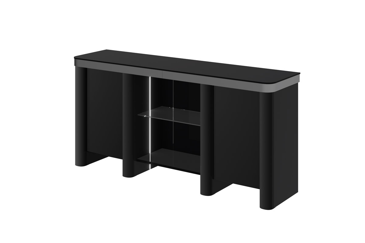 Komoda_2_model_cz stół hubertus bella biały czarny połysk rozkładany białe tło 210-min