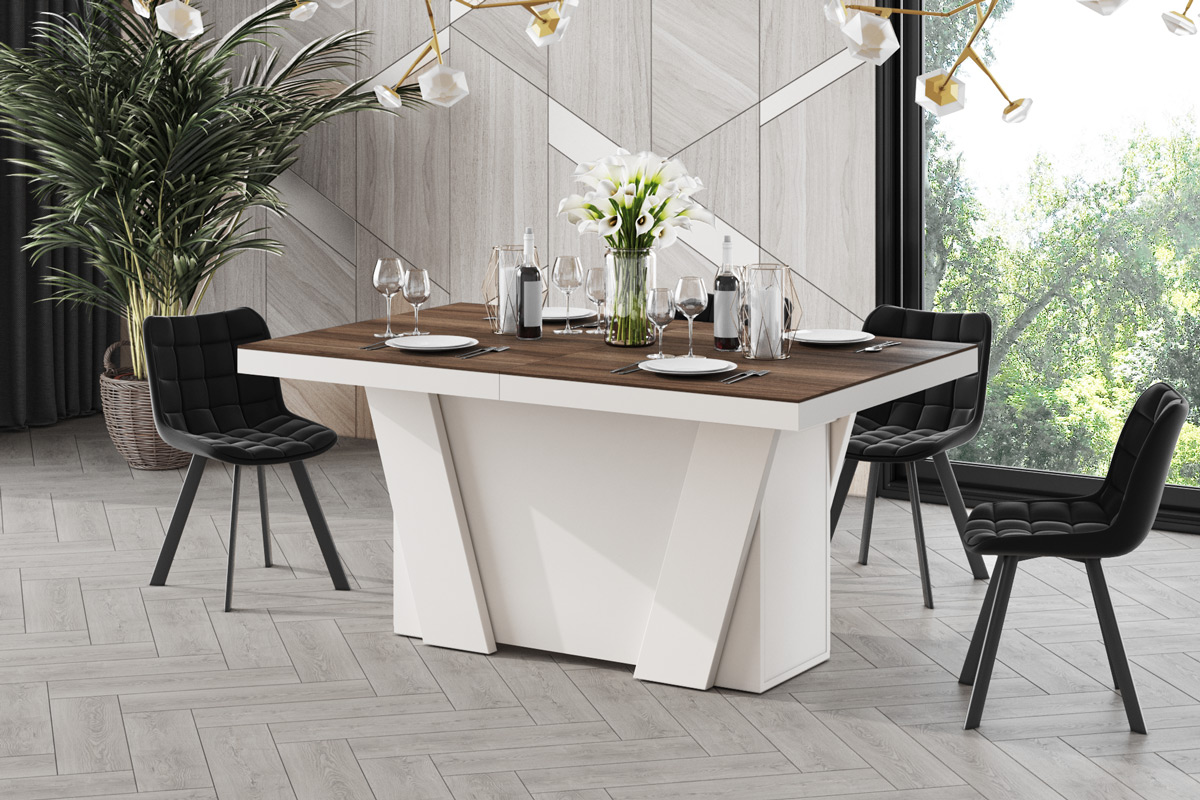 Stół GRANDE Velvet biały mat i orzech – Hubertus Design